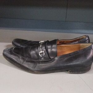 Gucci Black Leather Slip-On Loafers